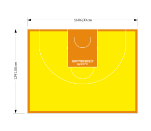 217M2/1291x1686CM ŻÓŁTO-POMARAŃCZOWE BOISKO DO KOSZYKÓWKI 3X3 SPEEDSPORT HEXA POWER PRO
