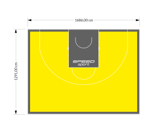 217M2/1291x1686CM ŻÓŁTO-GRAFITOWE BOISKO DO KOSZYKÓWKI 3X3 SPEEDSPORT HEXA POWER PRO