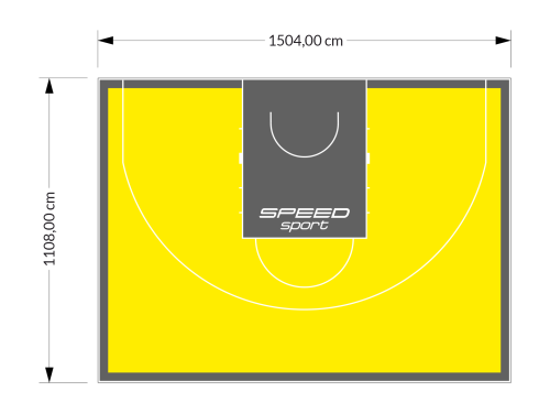 167M2/1108x1504CM ŻÓŁTO-GRAFITOWE BOISKO DO KOSZYKÓWKI 3X3 SPEEDSPORT HEXA POWER PRO