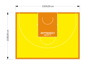 167M2/1108x1504CM ŻÓŁTO-POMARAŃCZOWE BOISKO DO KOSZYKÓWKI 3X3 SPEEDSPORT HEXA POWER PRO