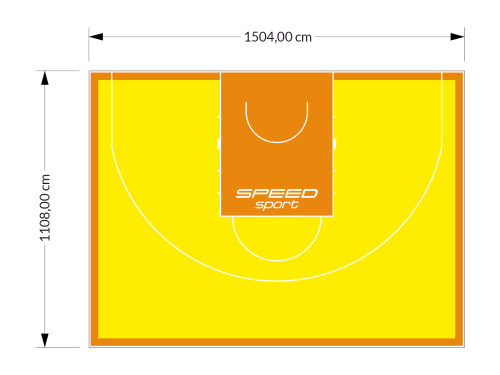167M2/1108x1504CM ŻÓŁTO-POMARAŃCZOWE BOISKO DO KOSZYKÓWKI 3X3 SPEEDSPORT HEXA POWER PRO