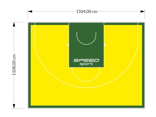 167M2/1108x1504CM ŻÓŁTO-ZIELONE BOISKO DO KOSZYKÓWKI 3X3 SPEEDSPORT HEXA POWER PRO