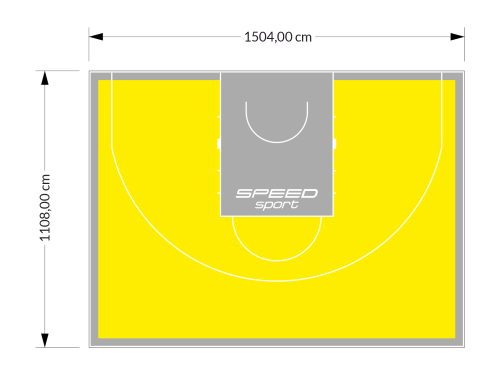167M2/1108x1504CM ŻÓŁTO-SZARE BOISKO DO KOSZYKÓWKI 3X3 SPEEDSPORT HEXA POWER PRO