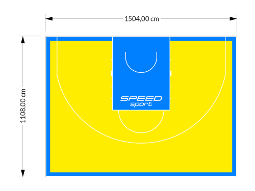 167M2/1108x1504CM ŻÓŁTO-BŁĘKITNE BOISKO DO KOSZYKÓWKI 3X3 SPEEDSPORT HEXA POWER PRO
