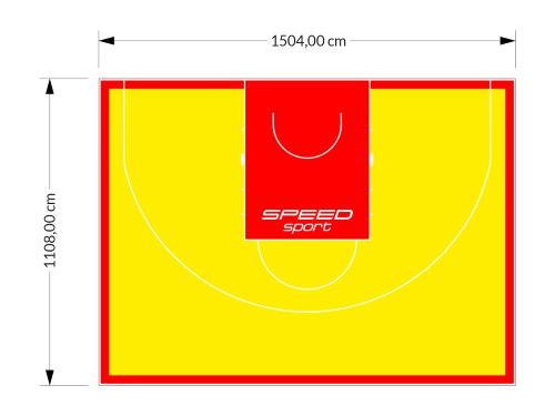 167M2/1108x1504CM ŻÓŁTO-CZERWONE BOISKO DO KOSZYKÓWKI 3X3 SPEEDSPORT HEXA POWER PRO