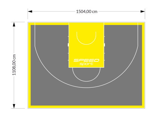 167M2/1108x1504CM GRAFITOWO-ŻÓŁTE BOISKO DO KOSZYKÓWKI 3X3 SPEEDSPORT HEXA POWER PRO
