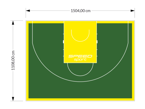 167M2/1108x1504CM ZIELONO-ŻÓŁTE BOISKO DO KOSZYKÓWKI 3X3 SPEEDSPORT HEXA POWER PRO