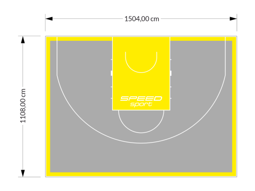 167M2/1108x1504CM SZARO-ŻÓŁTE BOISKO DO KOSZYKÓWKI 3X3 SPEEDSPORT HEXA POWER PRO