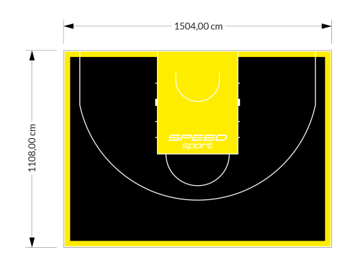 167M2/1108x1504CM CZARNO-ŻÓŁTE BOISKO DO KOSZYKÓWKI 3X3 SPEEDSPORT HEXA POWER PRO