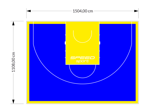 167M2/1108x1504CM NIEBIESKO-ŻÓŁTE BOISKO DO KOSZYKÓWKI 3X3 SPEEDSPORT HEXA POWER PRO