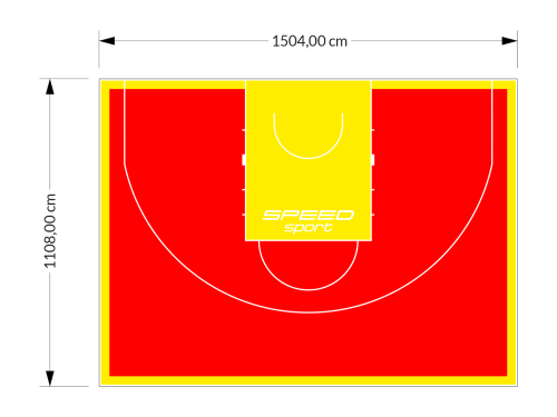 167M2/1108x1504CM CZERWONO-ŻÓŁTE BOISKO DO KOSZYKÓWKI 3X3 SPEEDSPORT HEXA POWER PRO