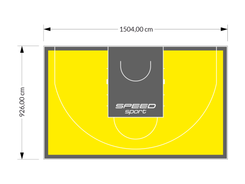 139M2/926X1504CM ŻÓŁTO-GRAFITOWE BOISKO DO KOSZYKÓWKI 3X3 SPEEDSPORT HEXA POWER PRO