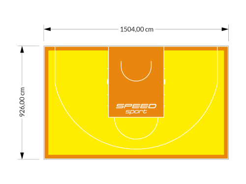 139M2/926X1504CM ŻÓŁTO-POMARAŃCZOWE BOISKO DO KOSZYKÓWKI 3X3 SPEEDSPORT HEXA POWER PRO