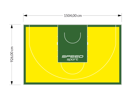139M2/926X1504CM ŻÓŁTO-ZIELONE BOISKO DO KOSZYKÓWKI 3X3 SPEEDSPORT HEXA POWER PRO