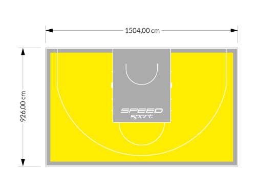 139M2/926X1504CM ŻÓŁTO-SZARE BOISKO DO KOSZYKÓWKI 3X3 SPEEDSPORT HEXA POWER PRO