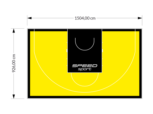 139M2/926X1504CM ŻÓŁTO-CZARNE BOISKO DO KOSZYKÓWKI 3X3 SPEEDSPORT HEXA POWER PRO