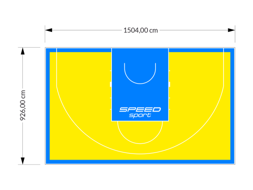139M2/926X1504CM ŻÓŁTO-BŁĘKITNE BOISKO DO KOSZYKÓWKI 3X3 SPEEDSPORT HEXA POWER PRO