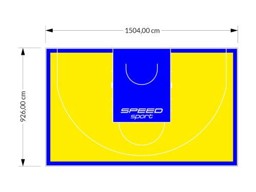 139M2/926X1504CM ŻÓŁTO-NIEBIESKIE BOISKO DO KOSZYKÓWKI 3X3 SPEEDSPORT HEXA POWER PRO