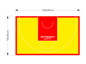 139M2/926X1504CM ŻÓŁTO-CZERWONE BOISKO DO KOSZYKÓWKI 3X3 SPEEDSPORT HEXA POWER PRO