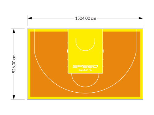 139M2/926X1504CM POMARAŃCZOWO-ŻÓŁTE BOISKO DO KOSZYKÓWKI 3X3 SPEEDSPORT HEXA POWER PRO