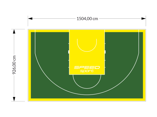 139M2/926X1504CM ZIELONO-ŻÓŁTE BOISKO DO KOSZYKÓWKI 3X3 SPEEDSPORT HEXA POWER PRO