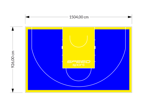 139M2/926X1504CM NIEBIESKO-ŻÓŁTE BOISKO DO KOSZYKÓWKI 3X3 SPEEDSPORT HEXA POWER PRO