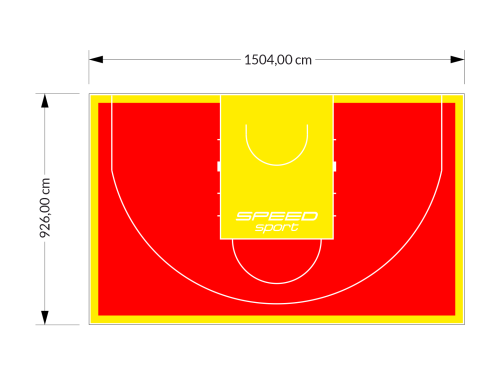 139M2/926X1504CM CZERWONO-ŻÓŁTE BOISKO DO KOSZYKÓWKI 3X3 SPEEDSPORT HEXA POWER PRO