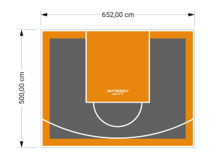33M2/500X652CM GRAFITOWO-POMARAŃCZOWE BOISKO DO KOSZYKÓWKI SPEEDSPORT HEXA POWER PRO