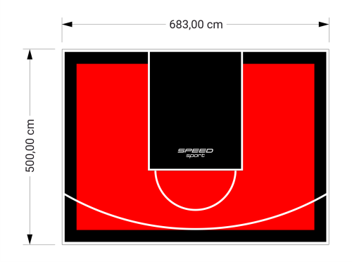 34M2/500X683CM CZERWONO-CZARNE BOISKO DO KOSZYKÓWKI SPEEDSPORT HEXA POWER PRO