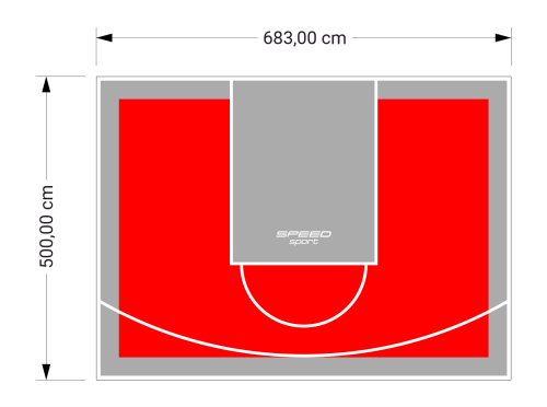 34M2/500X683CM CZERWONO-SZARE BOISKO DO KOSZYKÓWKI SPEEDSPORT HEXA POWER PRO