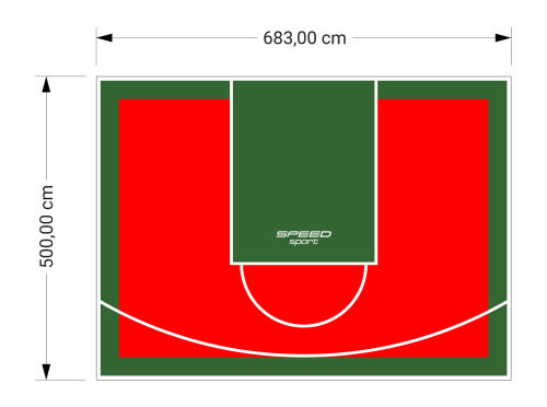 34M2/500X683CM CZERWONO-ZIELONE BOISKO DO KOSZYKÓWKI SPEEDSPORT HEXA POWER PRO