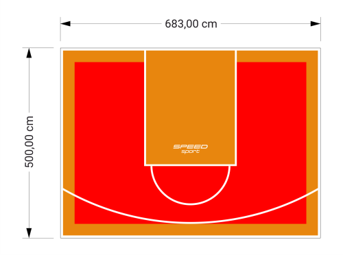 34M2/500X683CM CZERWONO-POMARAŃCZOWE BOISKO DO KOSZYKÓWKI SPEEDSPORT HEXA POWER PRO