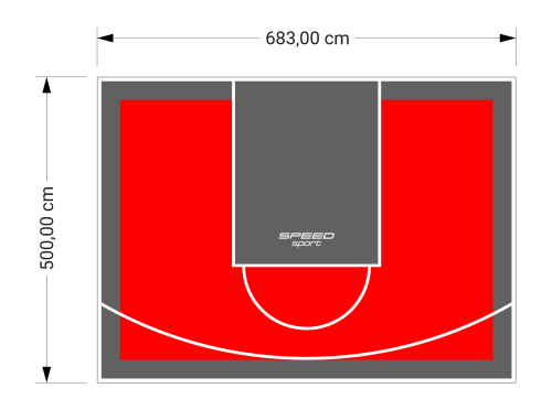34M2/500X683CM CZERWONO-GRAFITOWE BOISKO DO KOSZYKÓWKI SPEEDSPORT HEXA POWER PRO
