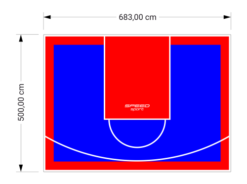 34M2/500X683CM NIEBIESKO-CZERWONE BOISKO DO KOSZYKÓWKI SPEEDSPORT HEXA POWER PRO