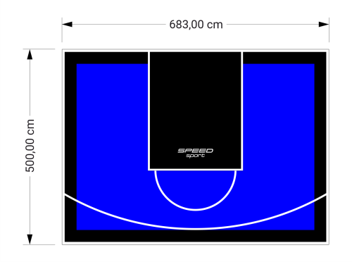 34M2/500X683CM NIEBIESKO-CZARNE BOISKO DO KOSZYKÓWKI SPEEDSPORT HEXA POWER PRO