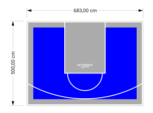 34M2/500X683CM NIEBIESKO-SZARE BOISKO DO KOSZYKÓWKI SPEEDSPORT HEXA POWER PRO