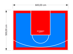 34M2/500X683CM BŁĘKITNO-CZERWONE BOISKO DO KOSZYKÓWKI SPEEDSPORT HEXA POWER PRO