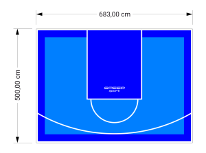 34M2/500X683CM BŁĘKITNO-NIEBIESKIE BOISKO DO KOSZYKÓWKI SPEEDSPORT HEXA POWER PRO