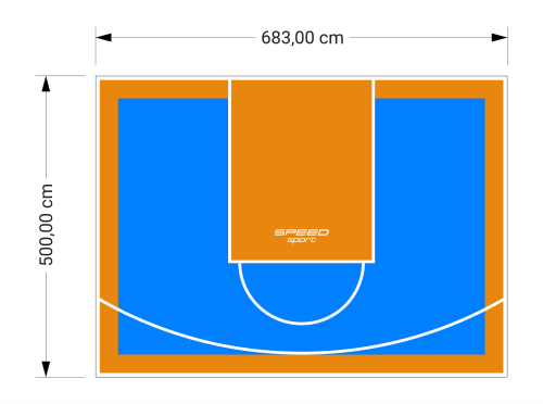 34M2/500X683CM BŁĘKITNO-POMARAŃCZOWE BOISKO DO KOSZYKÓWKI SPEEDSPORT HEXA POWER PRO