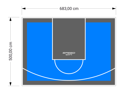 34M2/500X683CM BŁĘKITNO-GRAFITOWE BOISKO DO KOSZYKÓWKI SPEEDSPORT HEXA POWER PRO