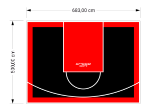 34M2/500X683CM CZARNO-CZERWONE BOISKO DO KOSZYKÓWKI SPEEDSPORT HEXA POWER PRO