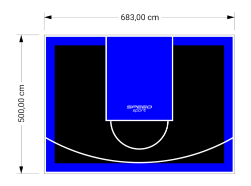 34M2/500X683CM CZARNO-NIEBIESKIE BOISKO DO KOSZYKÓWKI SPEEDSPORT HEXA POWER PRO