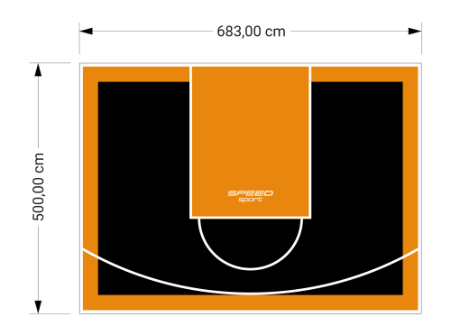34M2/500X683CM CZARNO-POMARAŃCZOWE BOISKO DO KOSZYKÓWKI SPEEDSPORT HEXA POWER PRO