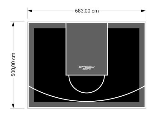 34M2/500X683CM CZARNO-GRAFITOWE BOISKO DO KOSZYKÓWKI SPEEDSPORT HEXA POWER PRO