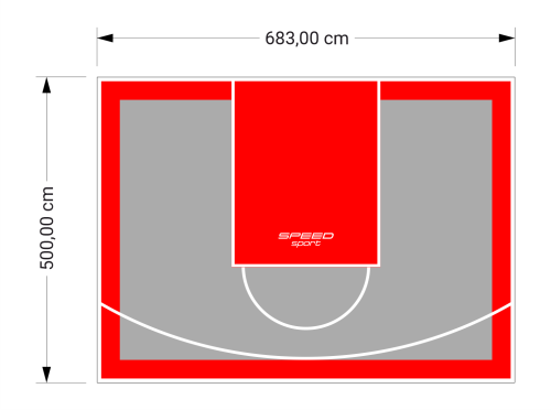 34M2/500X683CM SZARO-CZERWONE BOISKO DO KOSZYKÓWKI SPEEDSPORT HEXA POWER PRO