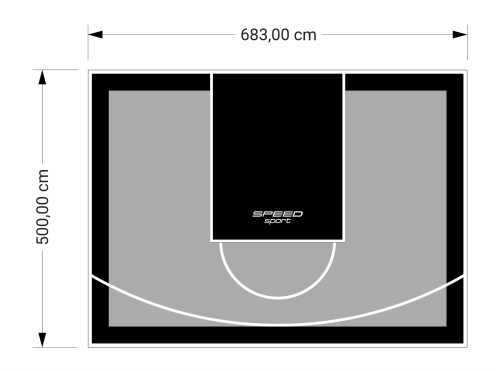 34M2/500X683CM SZARO-CZARNE BOISKO DO KOSZYKÓWKI SPEEDSPORT HEXA POWER PRO