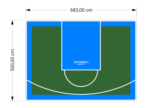 34M2/500X683CM ZIELONO-BŁĘKITNE BOISKO DO KOSZYKÓWKI SPEEDSPORT HEXA POWER PRO