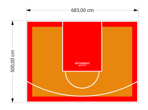 34M2/500X683CM POMARAŃCZOWO-CZERWONE BOISKO DO KOSZYKÓWKI SPEEDSPORT HEXA POWER PRO