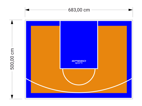 34M2/500X683CM POMARAŃCZOWO-NIEBIESKIE BOISKO DO KOSZYKÓWKI SPEEDSPORT HEXA POWER PRO