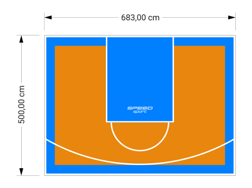34M2/500X683CM POMARAŃCZOWO-BŁĘKITNE BOISKO DO KOSZYKÓWKI SPEEDSPORT HEXA POWER PRO